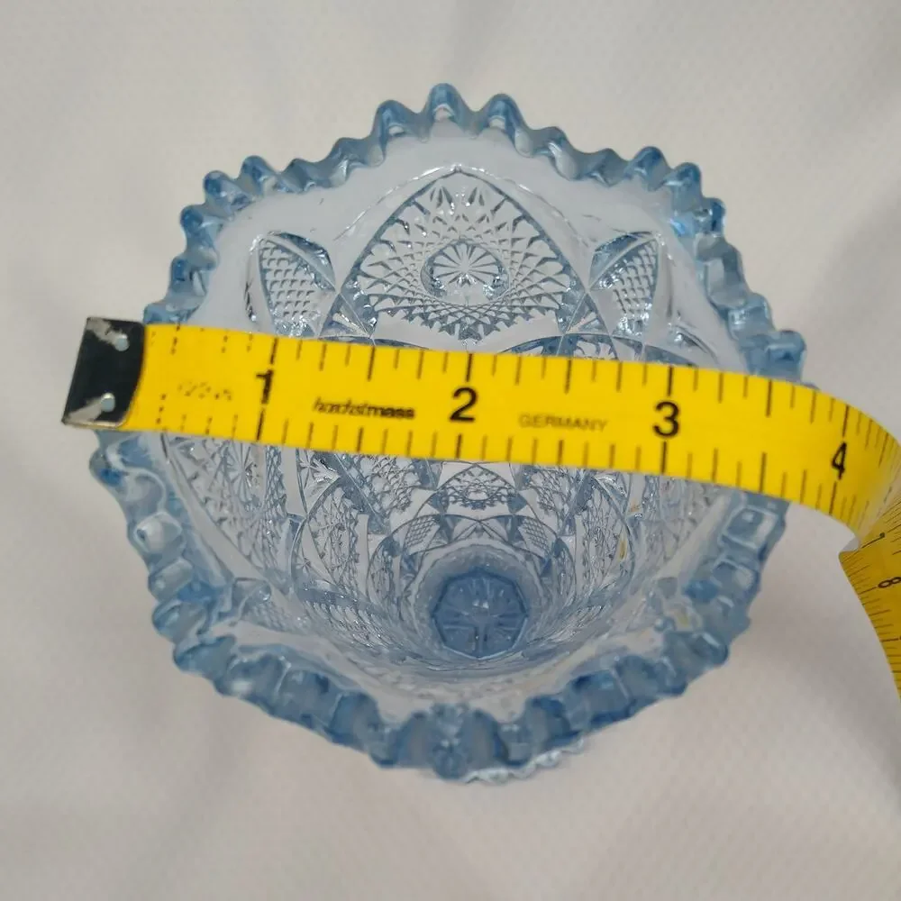 Imperial Glass Blue Octagon Hobstar 536 Footed Vase Art Deco 1930s Vintage